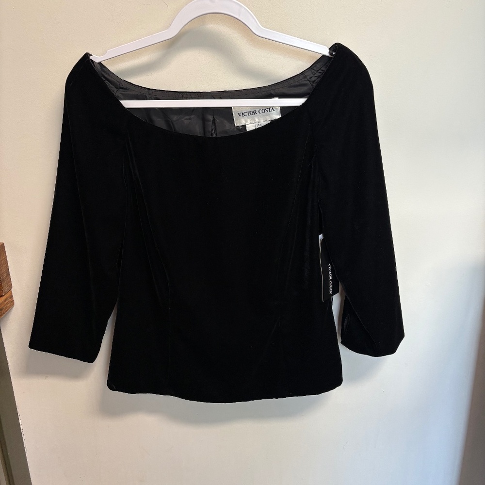 Victor Costa Velvet Top Womens 6 Black Event Occasion Formal Dressy NWT